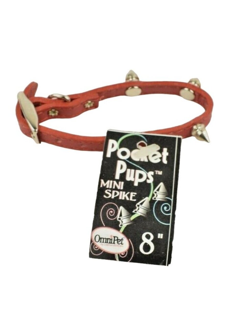 OmniPet Pocket Pups 8 inch Red Mini Spike Pet Dog Collar New